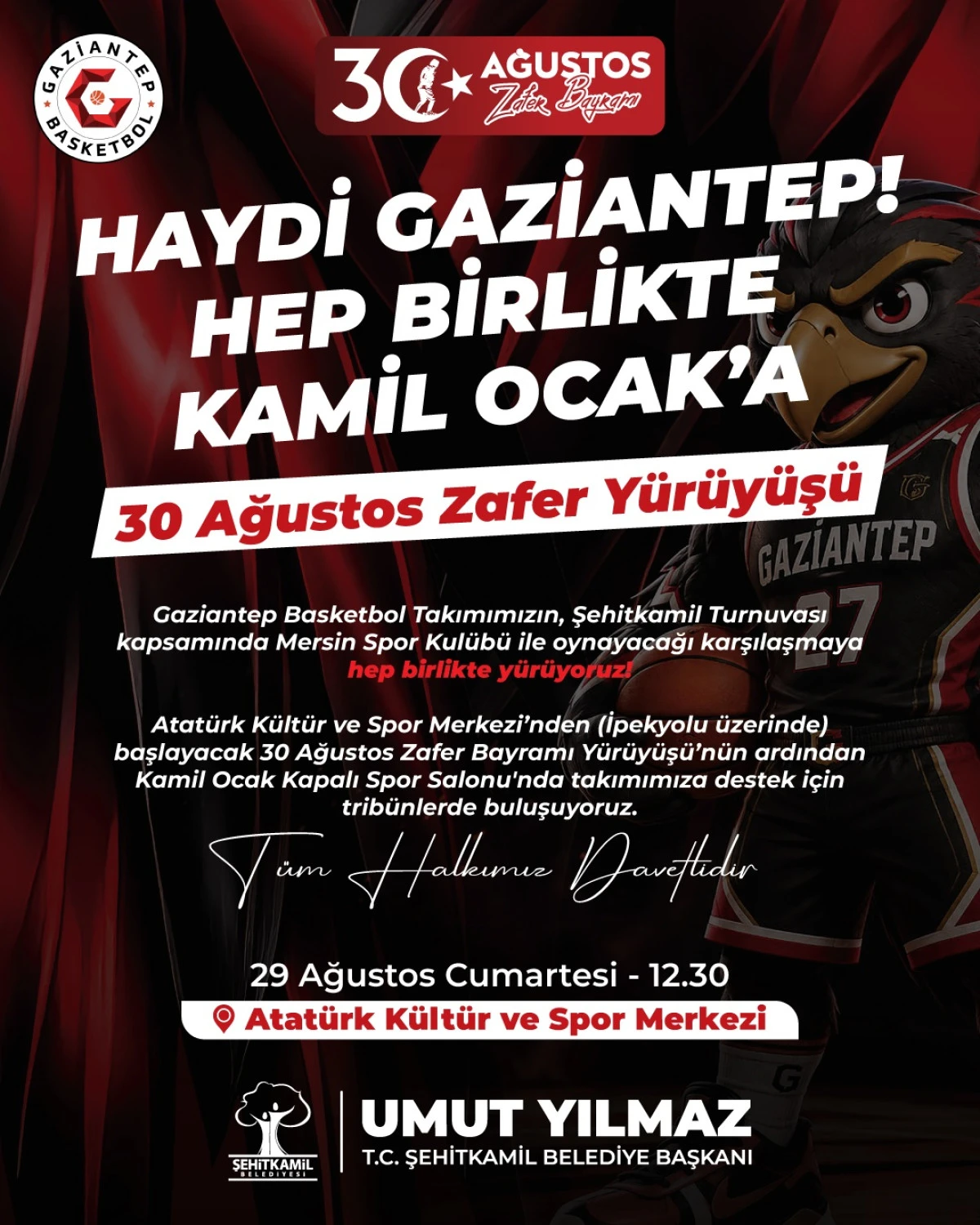 BAŞKAN YILMAZ&rsquo;DAN GAZİANTEP BASKETBOL&rsquo;A DESTEK DAVETİ